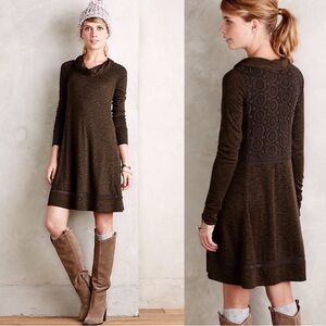 Anthropologie Saturday Sunday Spacedye Swing Tunic Sweater Dress Green Small